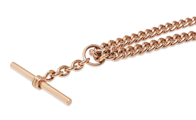 9ct Rose Gold Curb Link Graduated Fob Chain Necklace