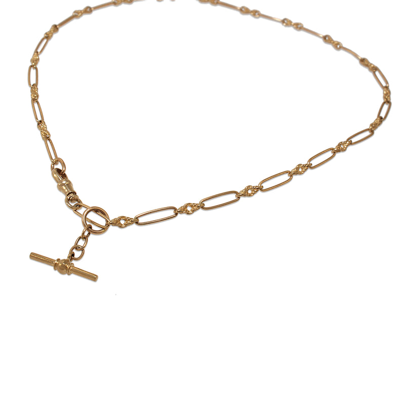 9ct Yellow Gold Fancy Link Fob Chain Necklace