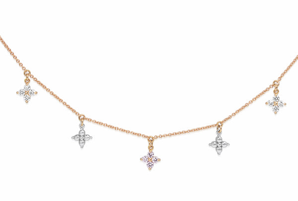 18ct Rose and White Gold Pink and White Diamond Chain / Necklace