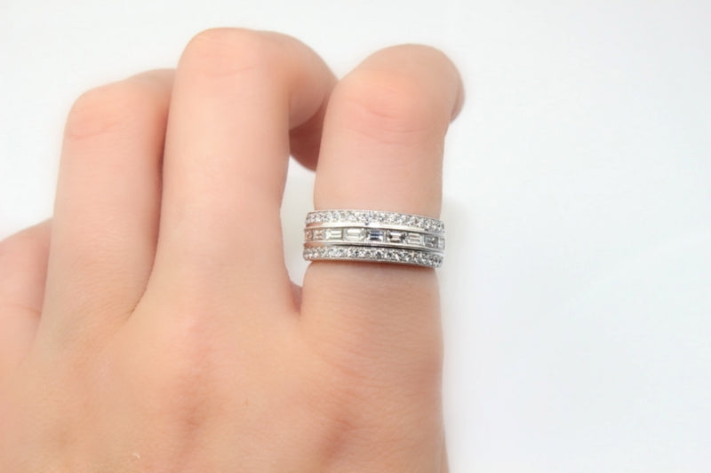 9ct White Gold Wide Diamond Band