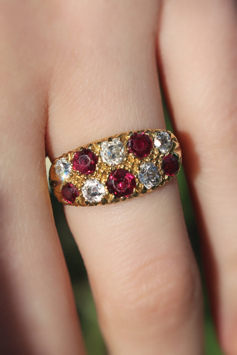 18ct Yellow Gold Antique Ruby and Diamond Ring